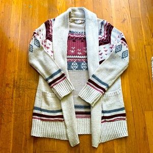 Cream and Maroon boho print sweater